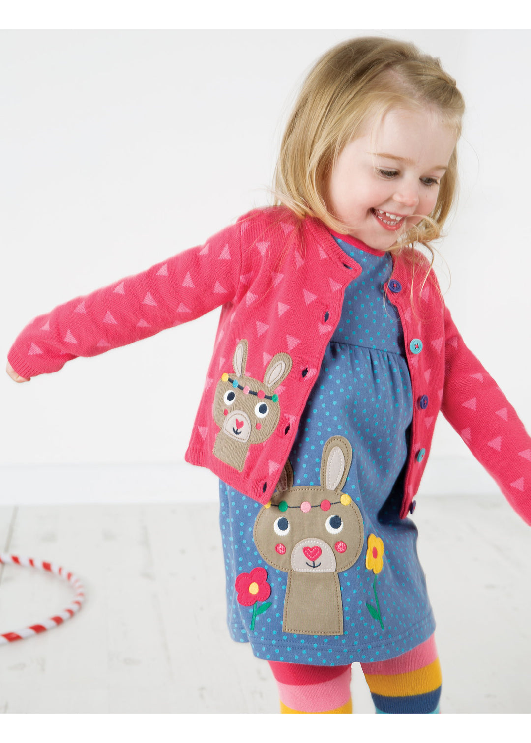 Frugi Baby Girls Raspberry Bunny Little Betsy Cardigan