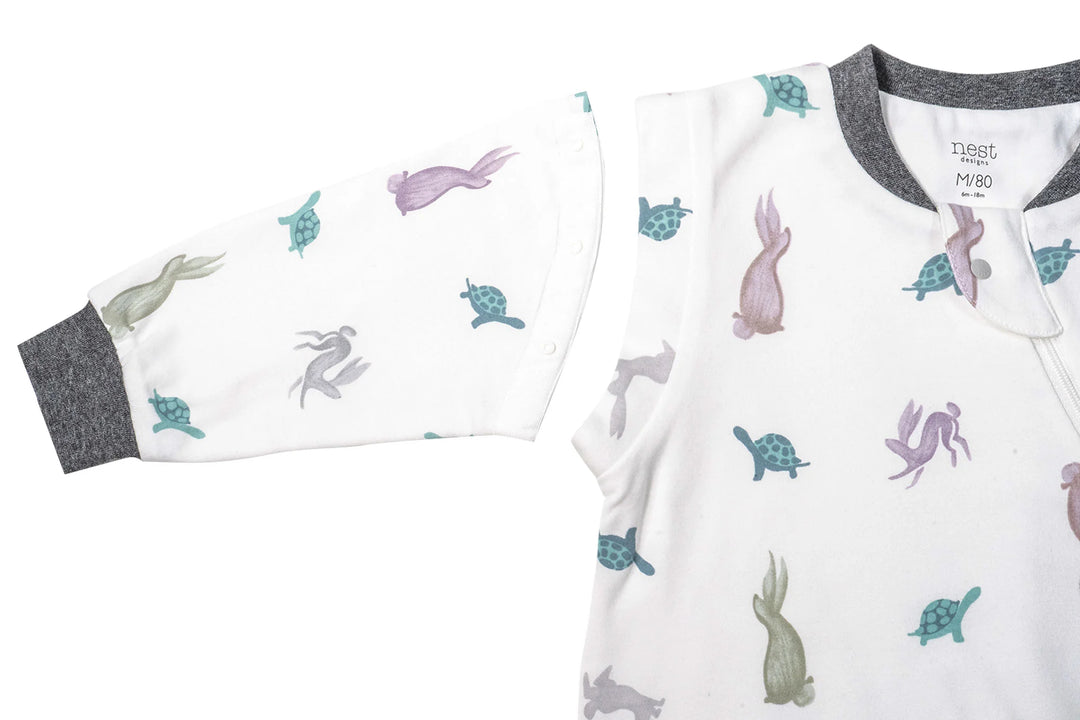Nest Designs Kids 1.0 TOG Organic Cotton Long Sleeve Sleep Suit - The Tortoise & The Hare