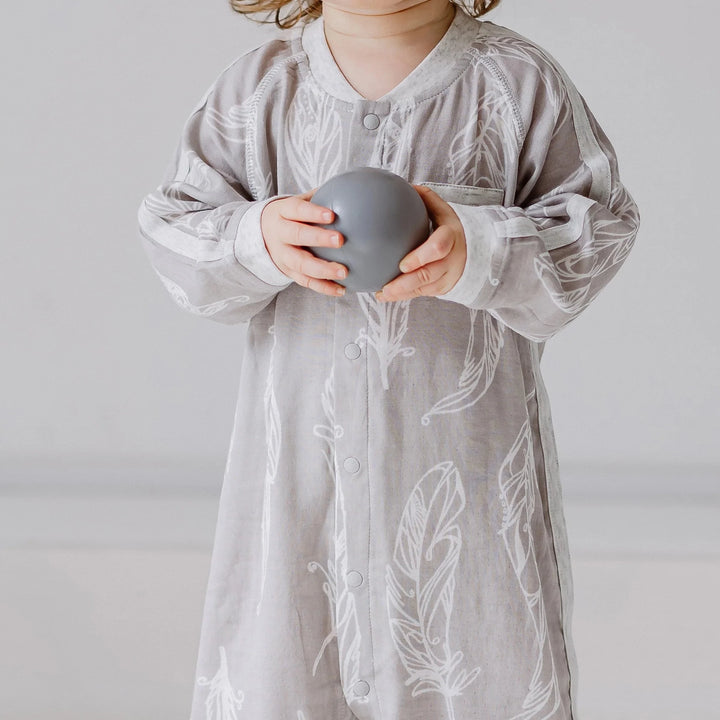 Nest Designs Kids/Baby Bamboo Pima 3/4 Sleeve Romper - Feather Grey