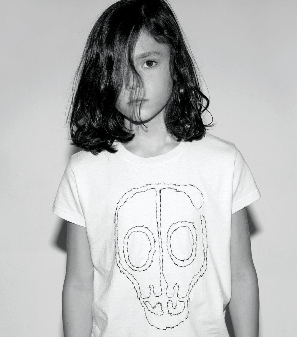 Nununu Kids EMBROIDERED SKULL MASK T-shirt in White