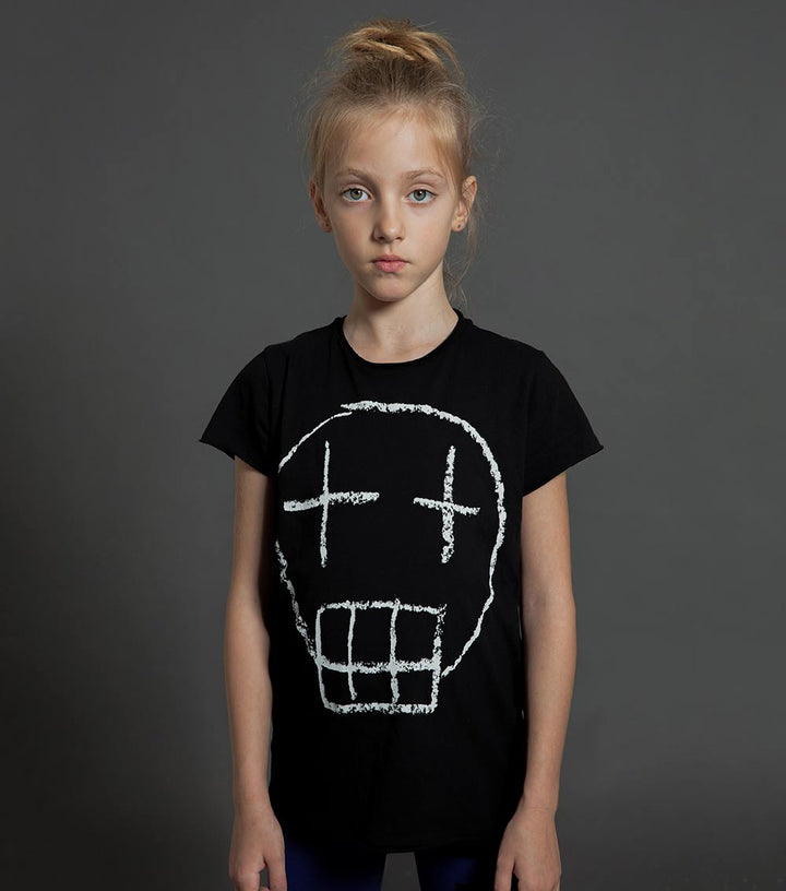 Nununu Kids SKETCH SKULL T-shirt in Black