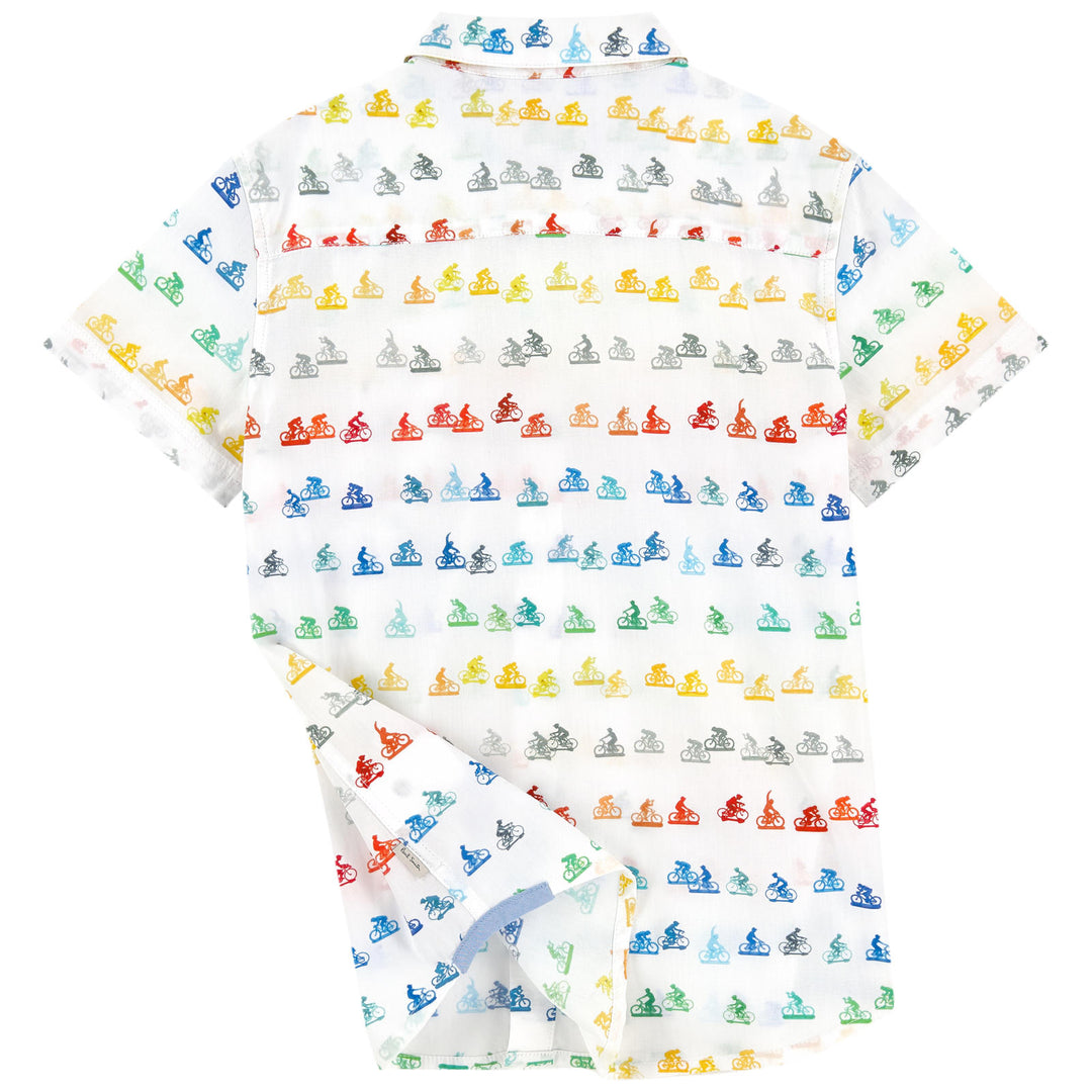 Paul Smith Junior Kids Boy Bicycle Print Short-sleeved Shirt 5L12532 01