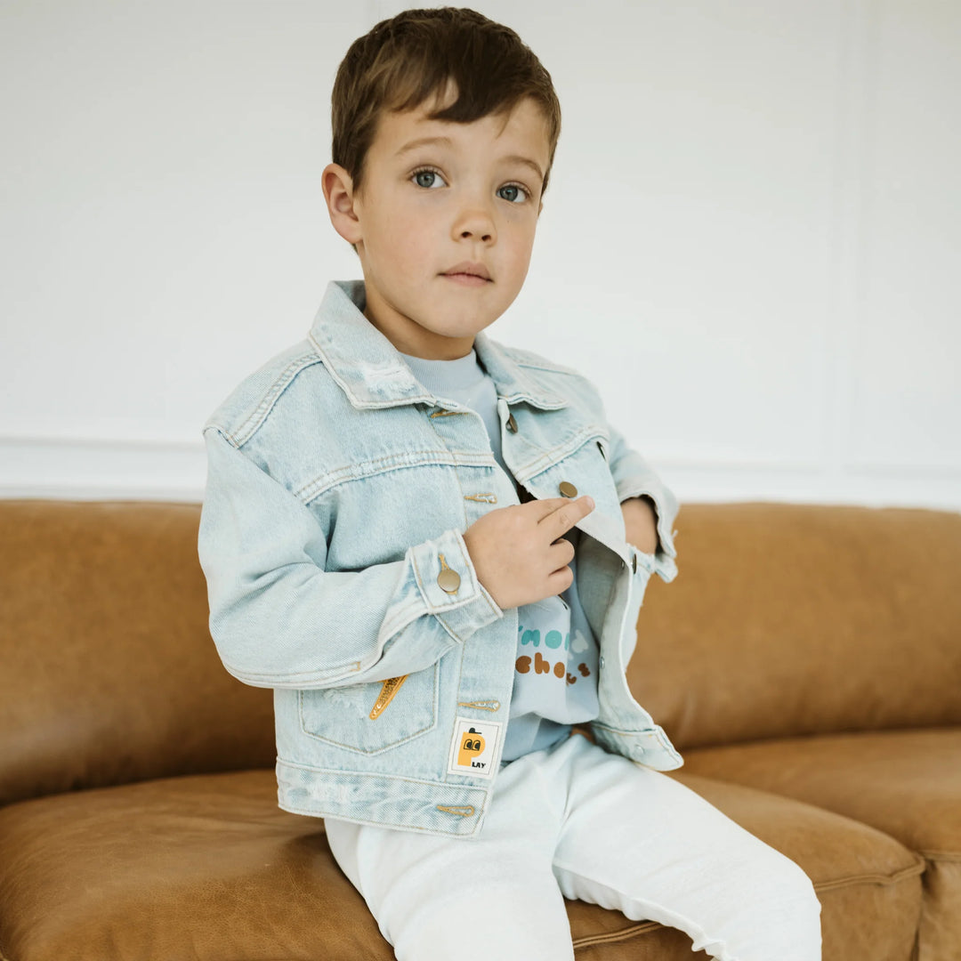 Petite Hailey Kids PATCHED DENIM JACKET - Smile