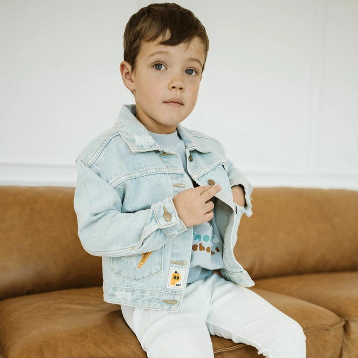 Petite Hailey Kids PATCHED DENIM JACKET - Smile