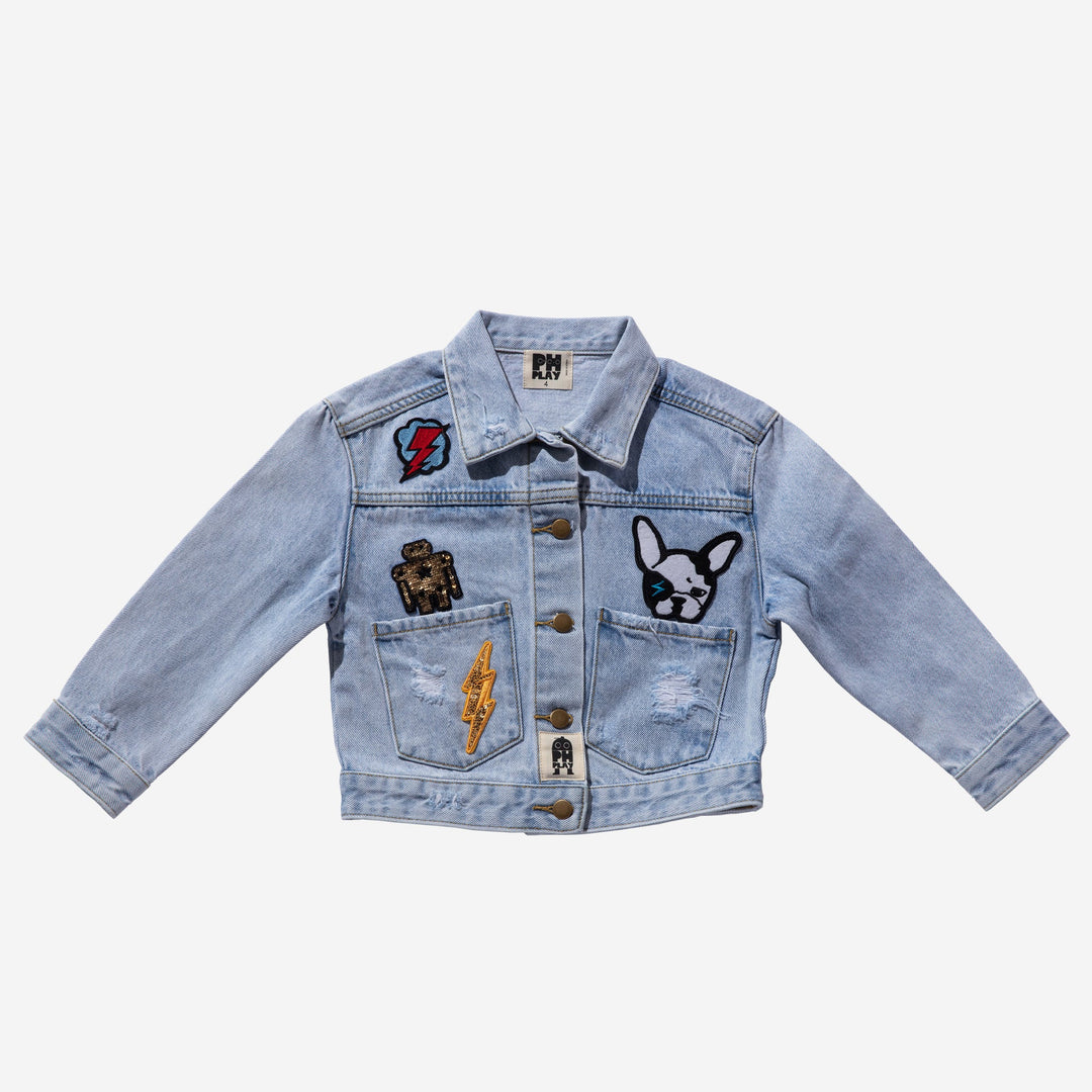 Petite Hailey Kids PATCHED DENIM JACKET - Smile