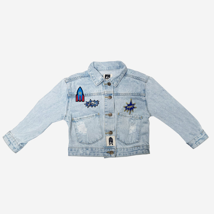 Petite Hailey Kids PATCHED DENIM JACKET - Thunder