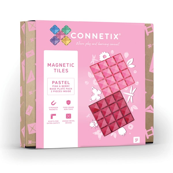 >CONNETIX Pastel Tiles - 2 Pieces Base Plate Pink & Berry Pack