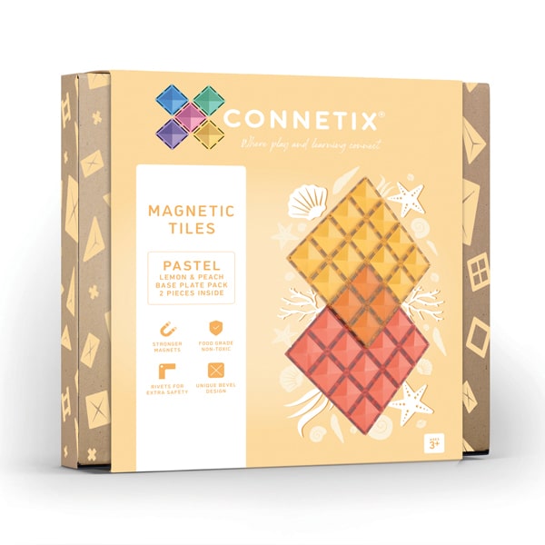 >CONNETIX Pastel Tiles - 2 Pieces Base Plate Lemon & Peach Pack