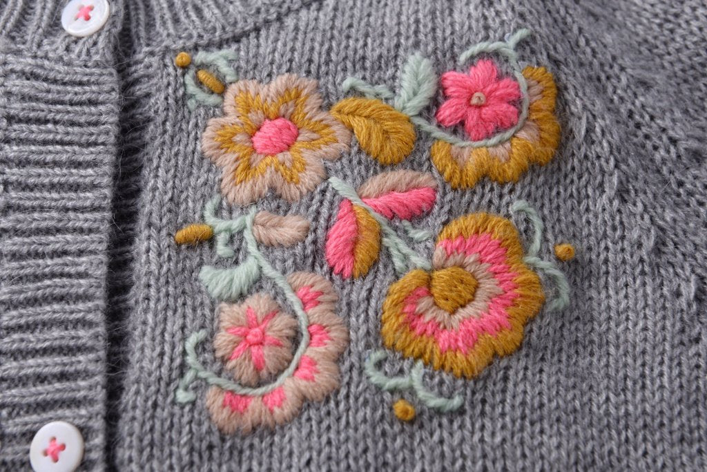 Louise Misha Kids Girl's Gilet Velika Sweaters in Light Grey