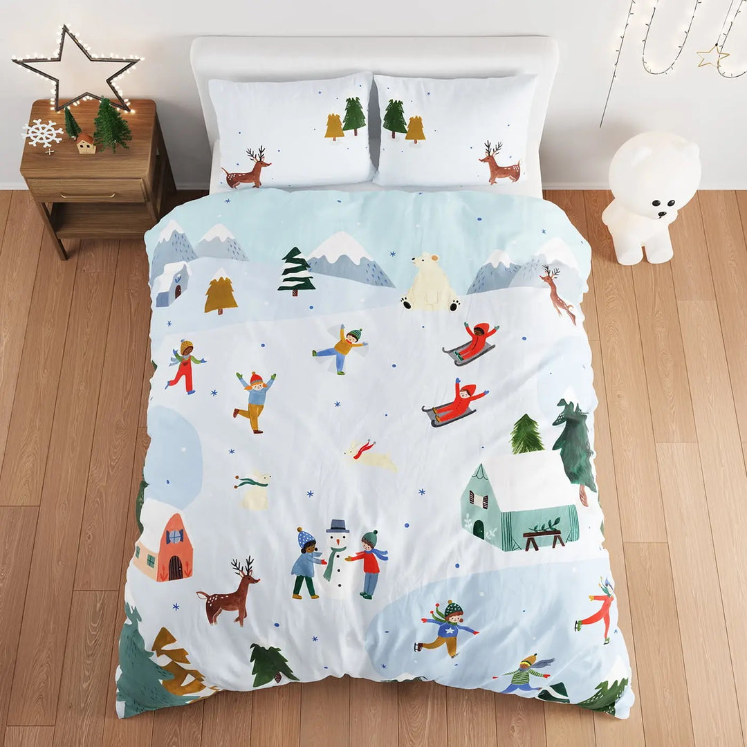 Rookie Humans Kids Bedding Set Holiday Themed: Snowy Days