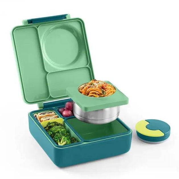 OmieBox Lunch Box with Fork, Spoon + Pod Set (Meadow)