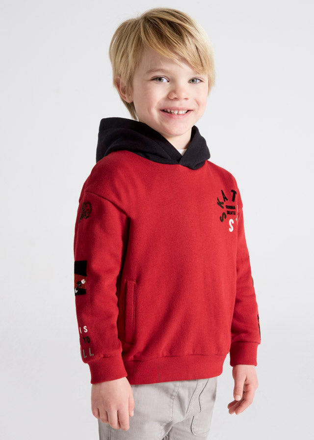 Mayoral 4449-086 Kids Contrast Hooded Sweatshirt - Goji