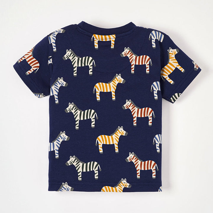 Jojo Maman Bebe Kids Zebra T-Shirt - Navy