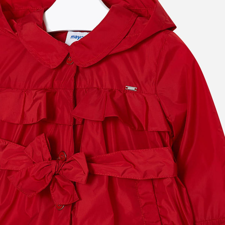 Mayoral 3415-086 Kids Girl Ruffle Windbreaker Jacket in Red