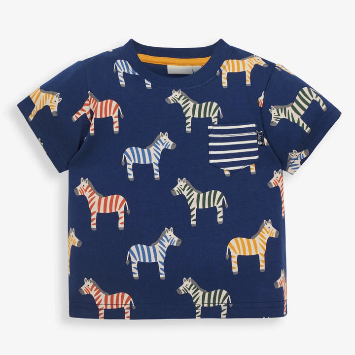 Jojo Maman Bebe Kids Zebra T-Shirt - Navy
