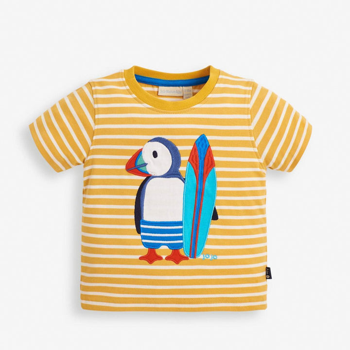 Jojo Maman Bebe Kids Surfing Puffin Applique T-Shirt