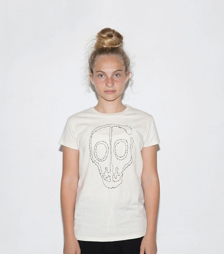 Nununu Kids EMBROIDERED SKULL MASK T-shirt in White