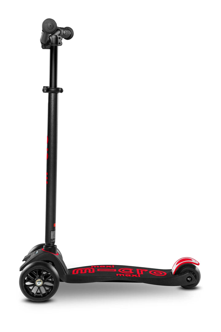 Micro Kickboard Kids Maxi Deluxe Pro LED Scooter - Black/Red [Age 5-12]