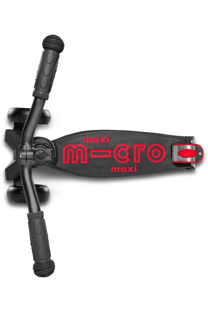 Micro Kickboard Kids Maxi Deluxe Pro LED Scooter - Black/Red [Age 5-12]