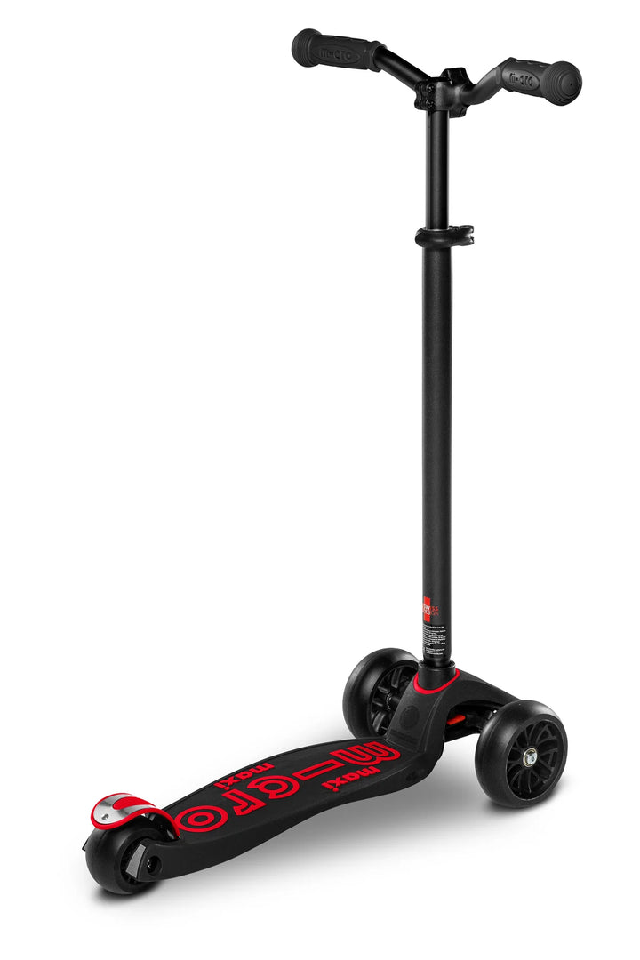 Micro Kickboard Kids Maxi Deluxe Pro LED Scooter - Black/Red [Age 5-12]