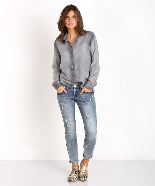 Bella Dahl Contemporary Button Down Shirt in Grey