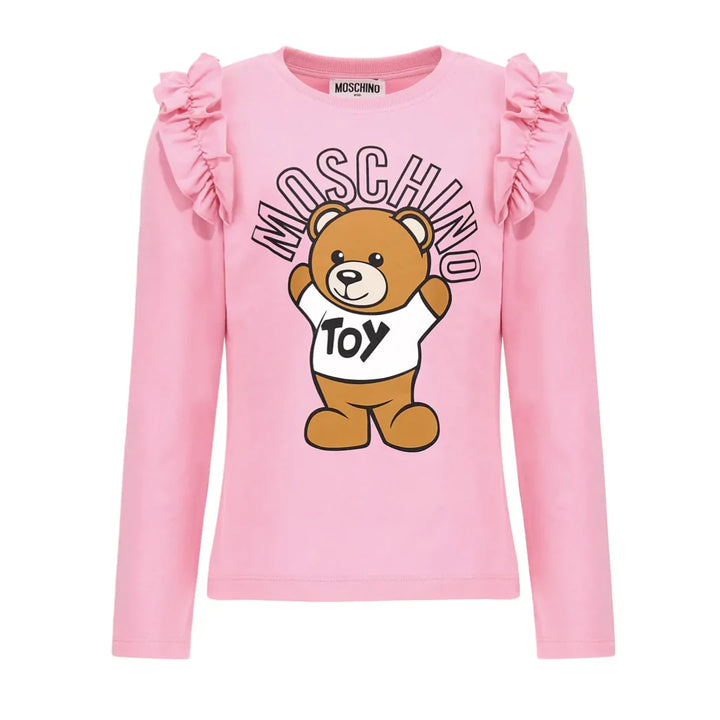 Moschino Girl RUFFLE Long Sleeve Tee - Sweet Pink