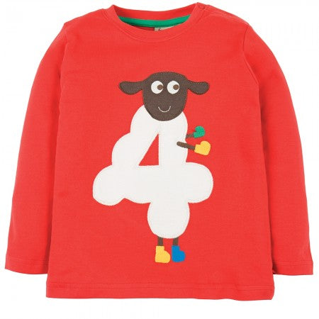 Frugi Kids Tomato Sheep Magic Number Long Sleeve Tee