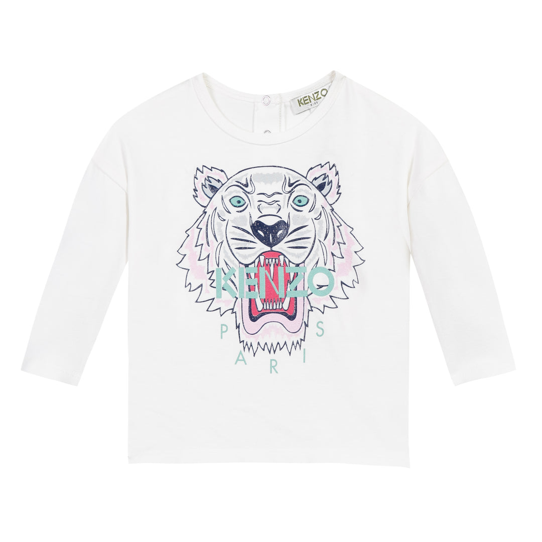 Kenzo Kids Tiger Long Sleeve Shirt in Cream