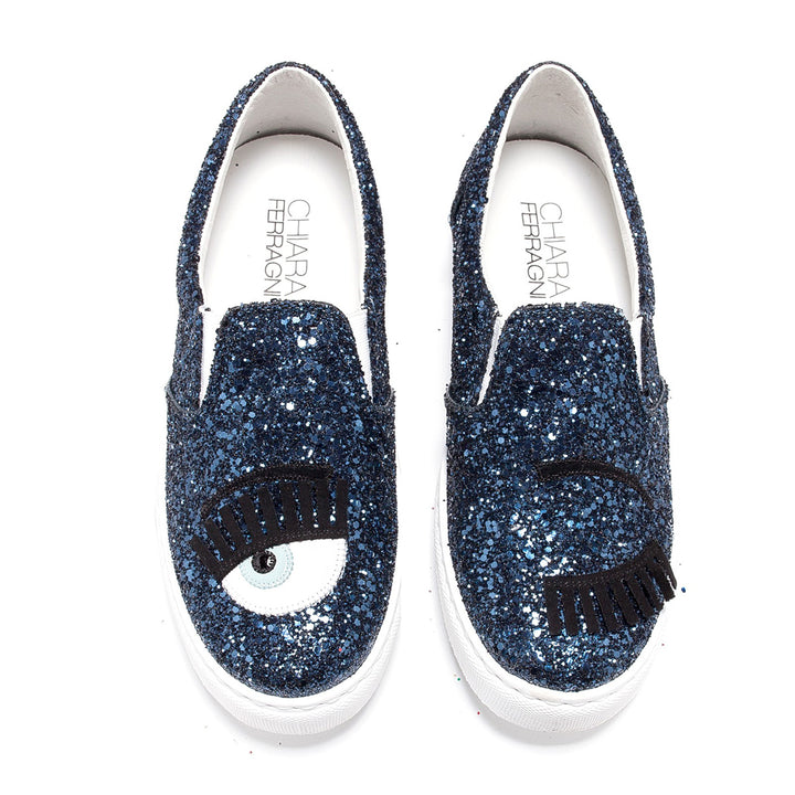 Chiara Ferragni Women's Navy Glitter Winkeye Sneaker