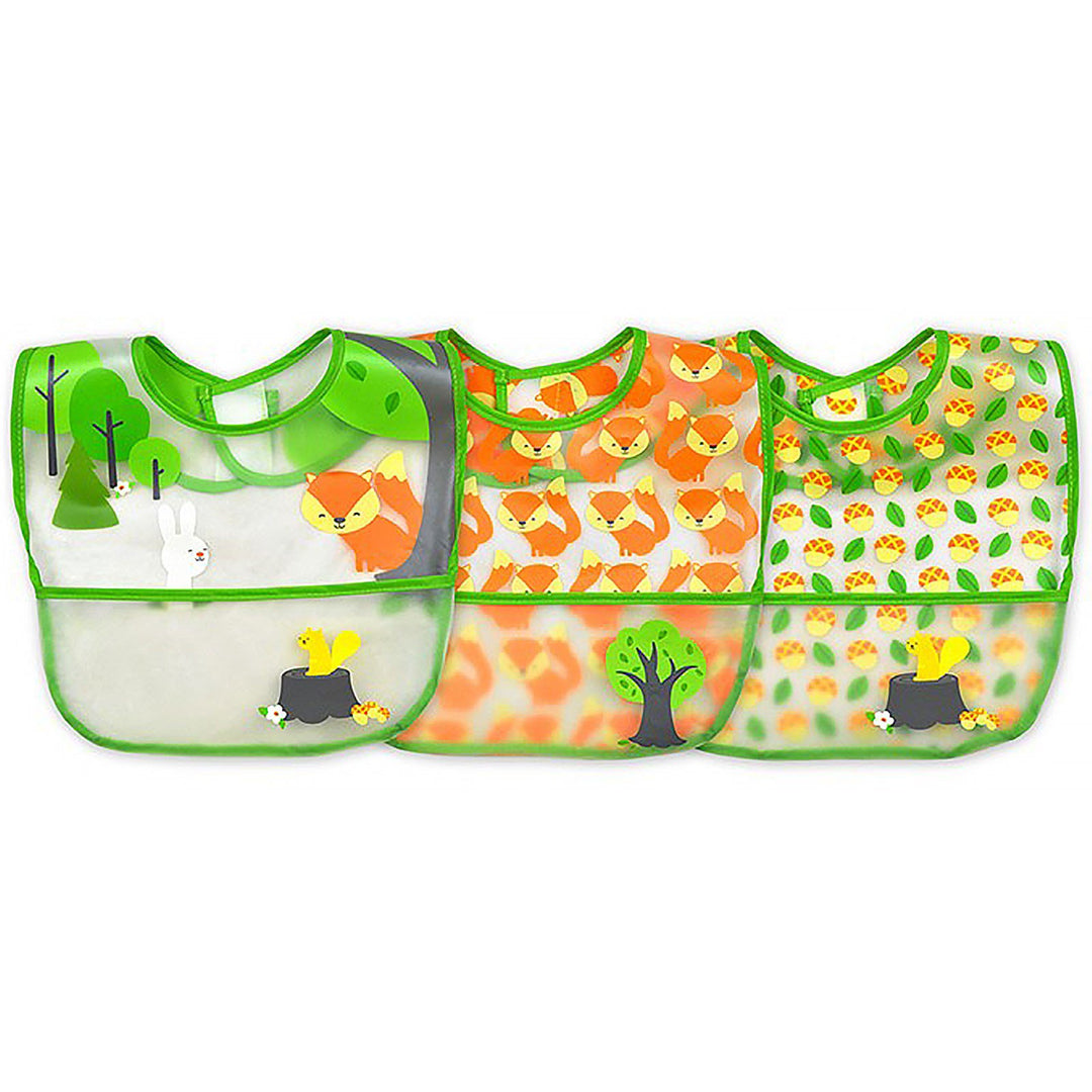 I Play Green Sprouts Wipe-Off Bibs 3Pk Forest Green