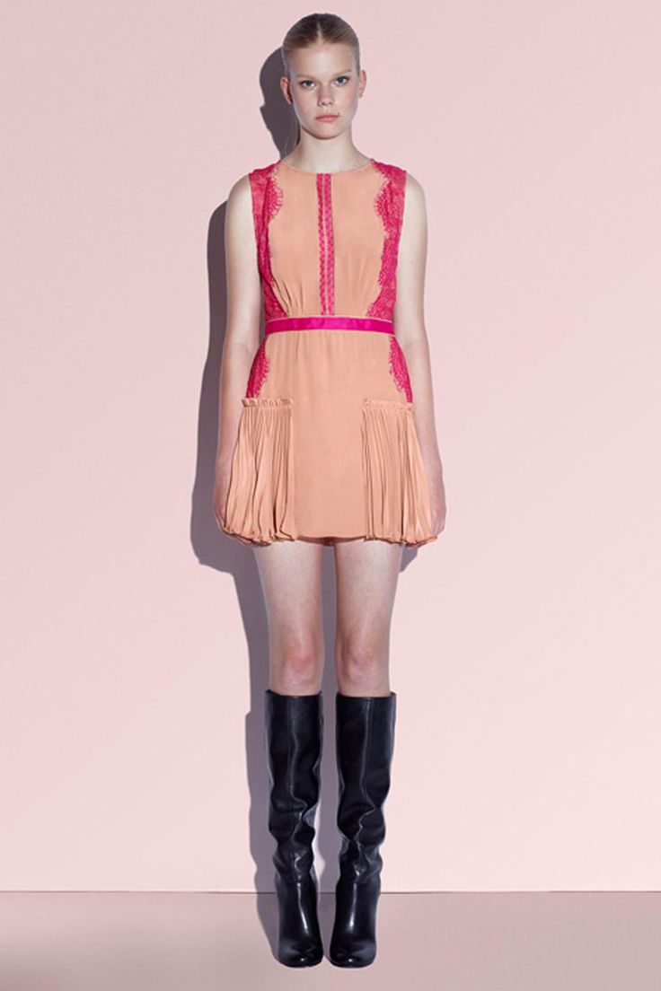 Three Floor Women's Lace Up Dress - Hot Pink & Nude