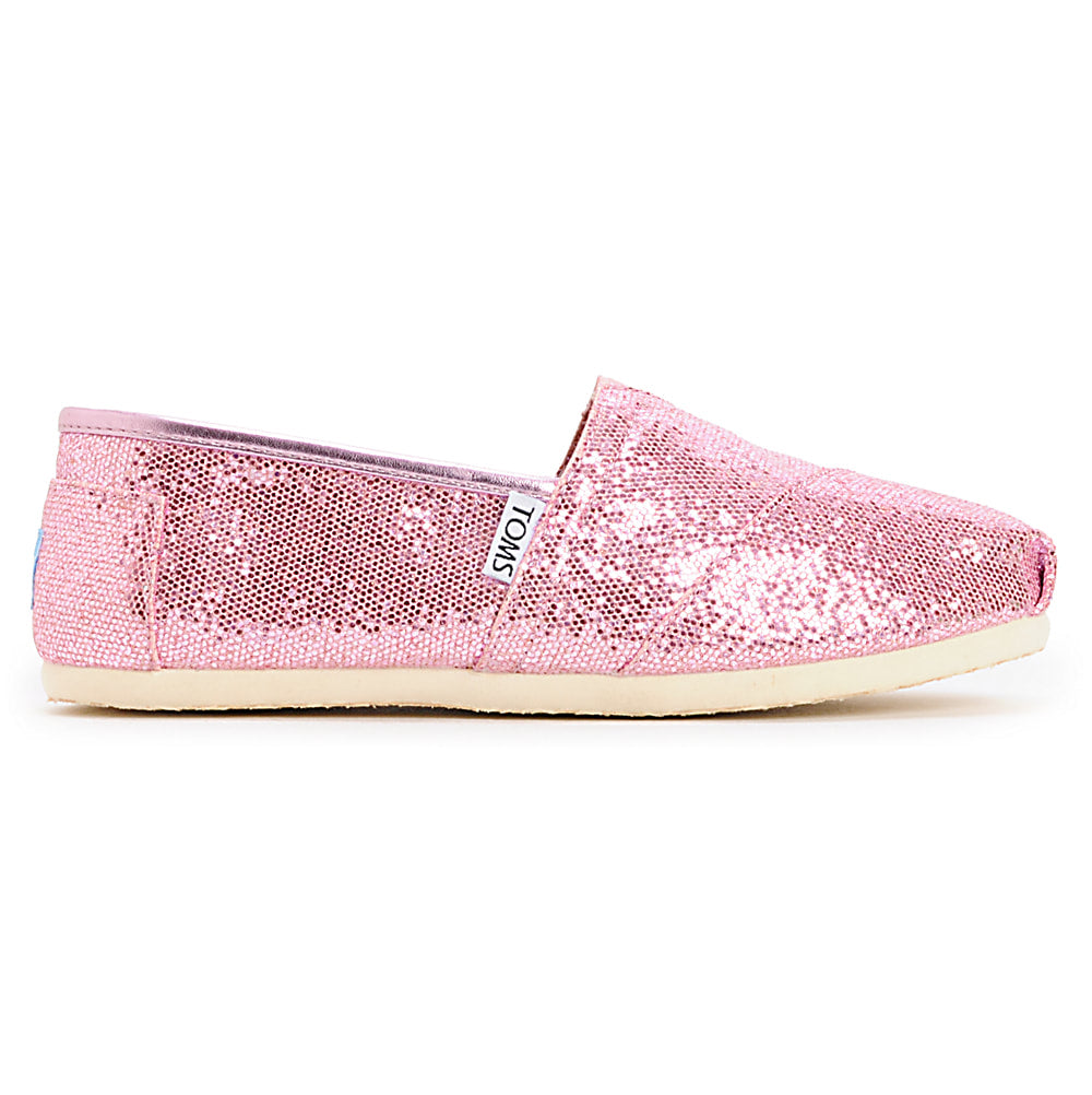 TOMS Women's Glitter Pink Slip On Shoes