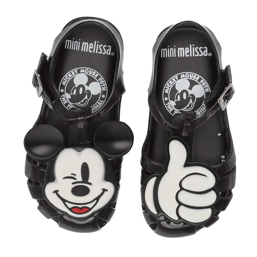 Mini Melissa Kids Girls/Boys "Aranha + Mickey" Friends Jelly Sandals Shoes in Black