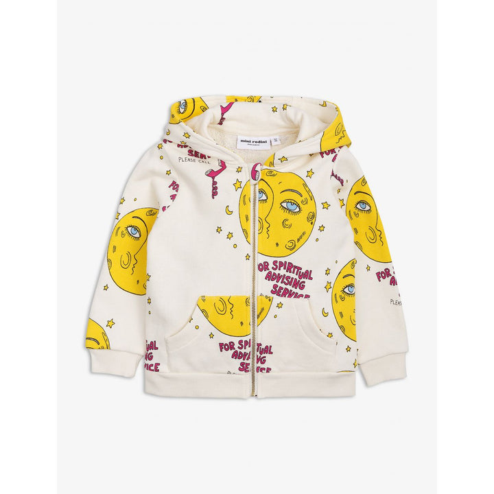 Mini Rodini Kids Moon Zip Hoodie in Off White
