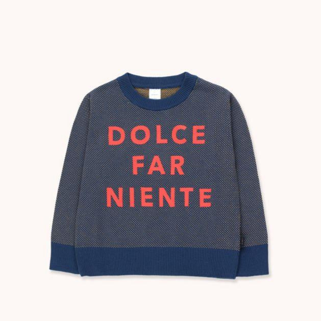 TINYCOTTONS Kids "DOLCE FAR NIENTE" SWEATERS in light navy/gold 215