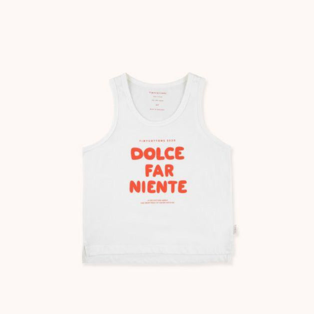 TINYCOTTONS Kids "DOLCE FAR NIENTE" TANK TOP in off-white/red 055