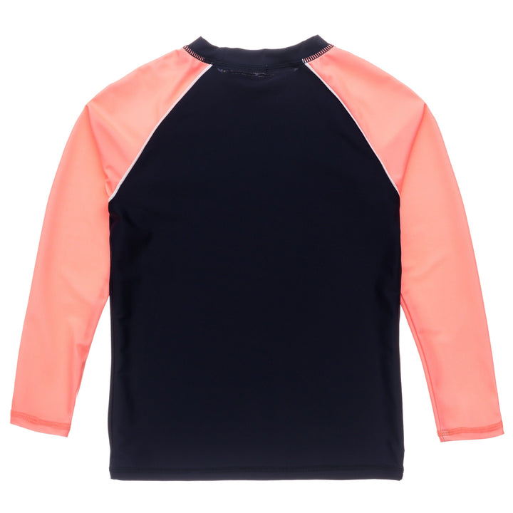 Snapper Rock Swimming Surf School Navy Coral LS Rash Top