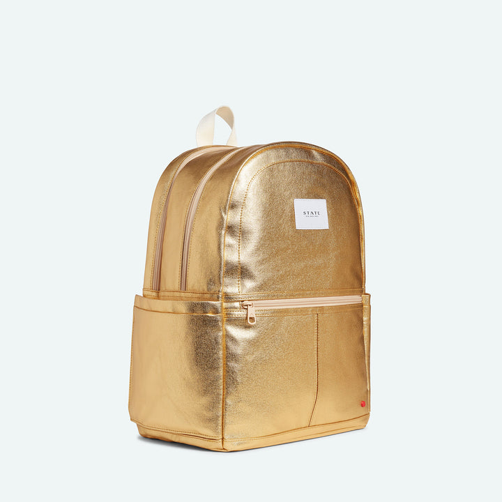 >State Bags Kane Kids Double Pocket Large Backpack in GOLD