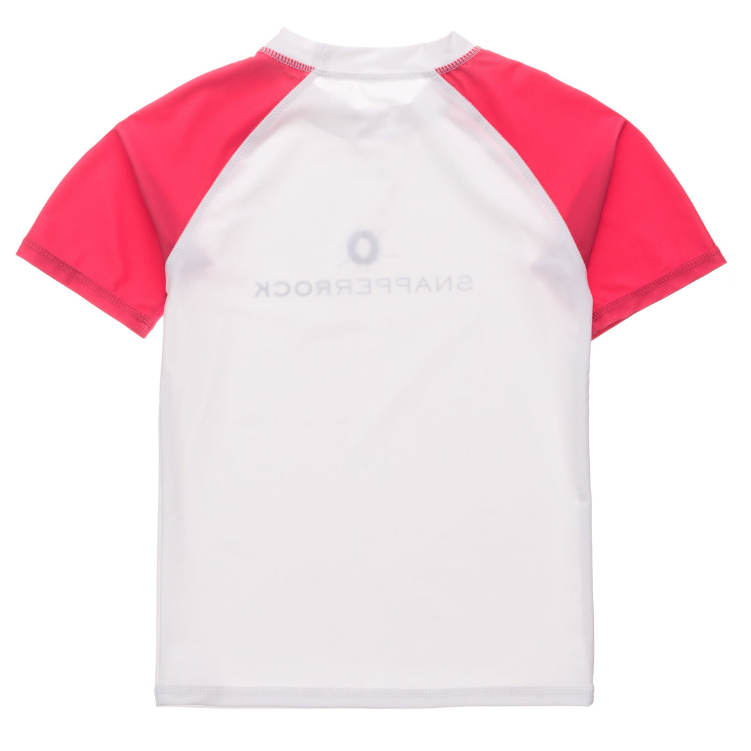 Snapper Rock Swimming White Red Sleeve Short Sleeve Rash Top