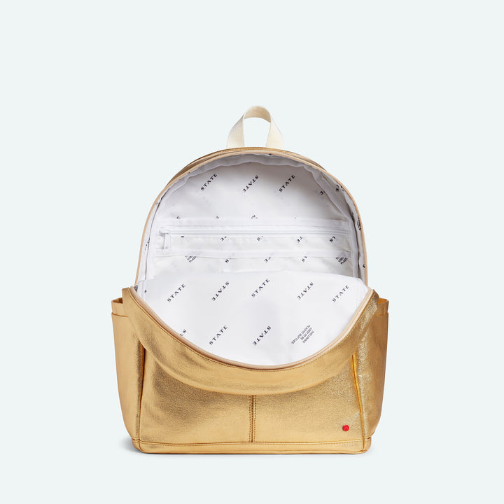 >State Bags Kane Kids Double Pocket Large Backpack in GOLD