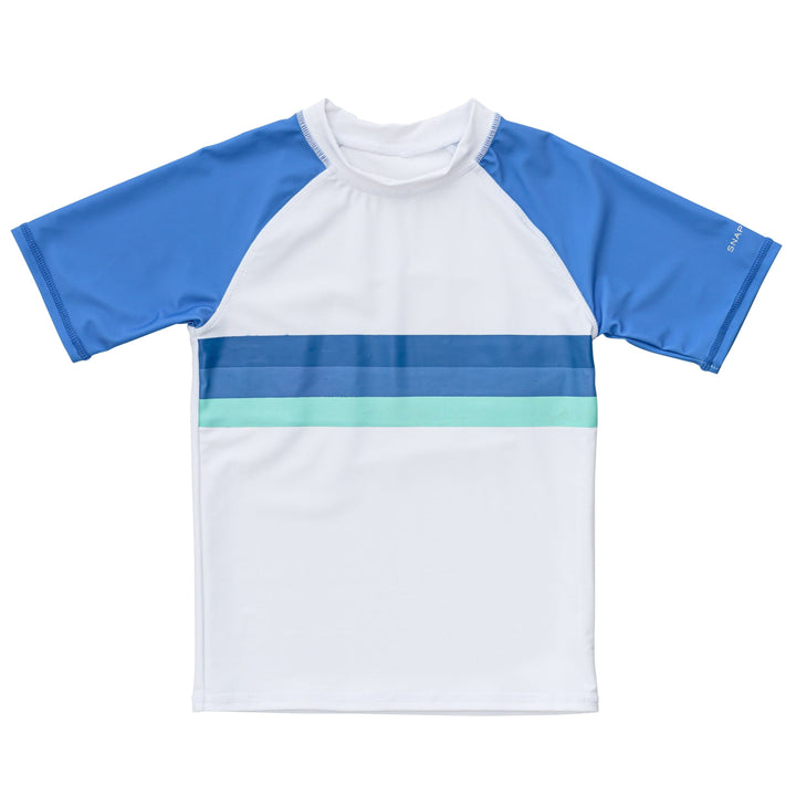 Snapper Rock Swimming Shark Stripe Short Sleeve Rash Top