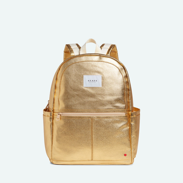 >State Bags Kane Kids Double Pocket Large Backpack in GOLD